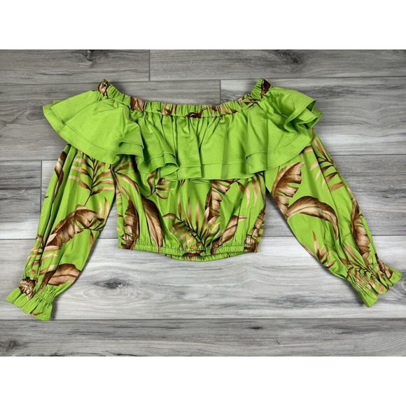 ALDEN ADAIR Sophia Palma Set Hi-Low Maxi Skirt Ruffle Cropped Blouse Resort Sz M - Picture 9 of 16